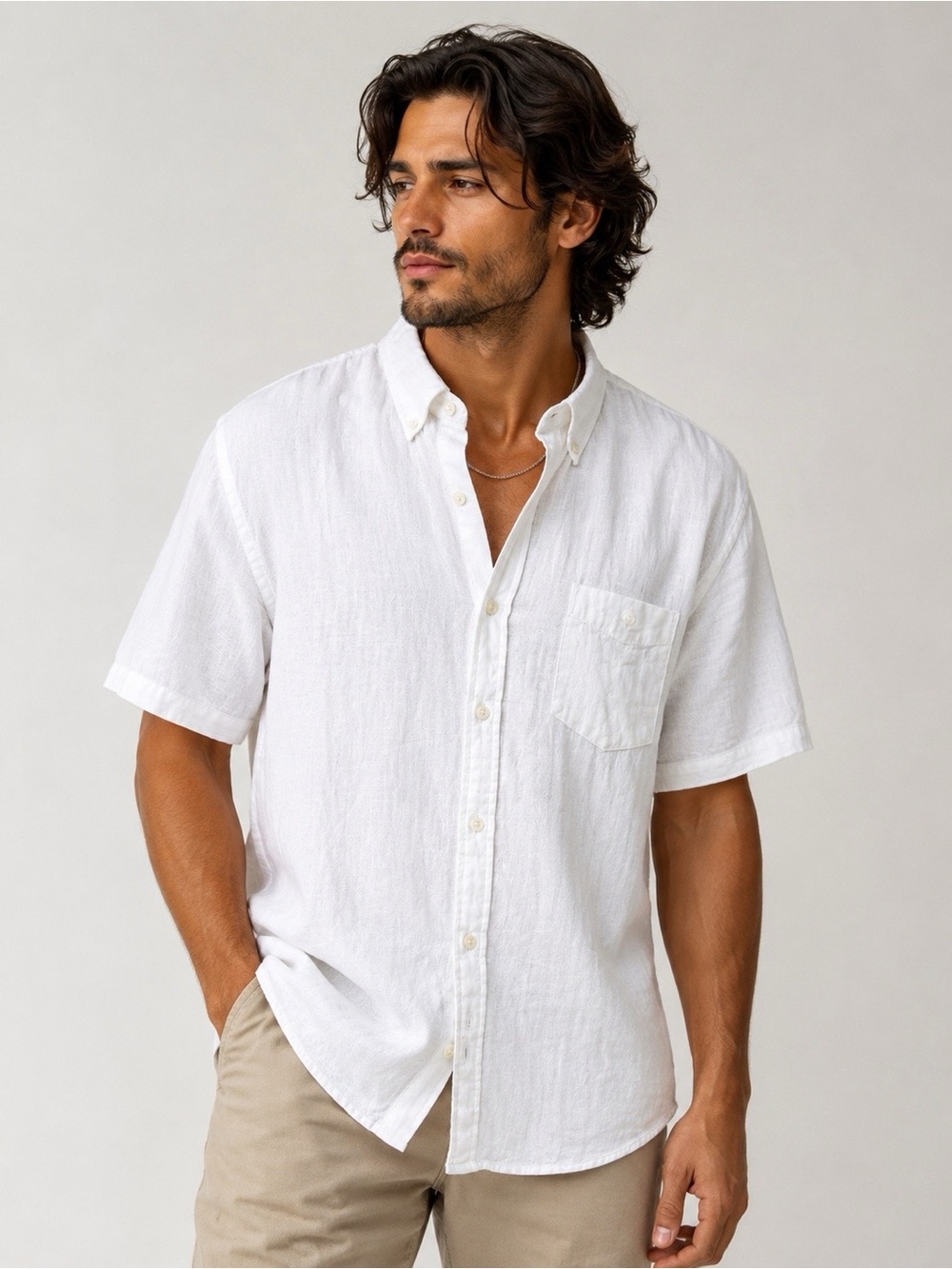 New with Tags-Weatherproof Vintage Men’s XL White Linen Blend Button Down Shirt